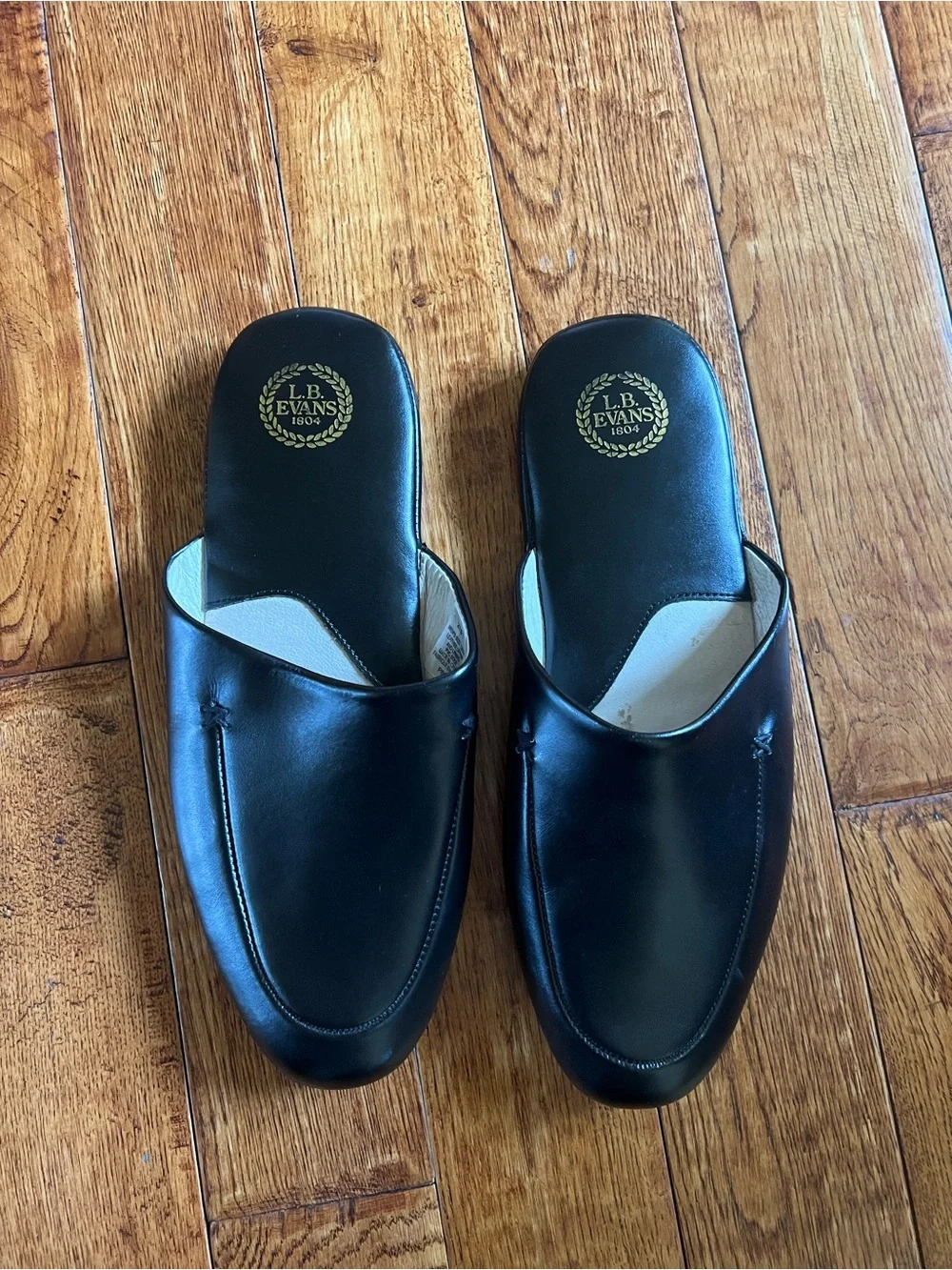 L.B. Evans Men’s Slippers Leather Slip-On Loafers Black Size 12 EEE